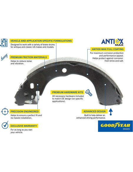 Zapatas de freno Goodyear GYS871 traseras para Toyota Hiace, Hilux y Tacoma