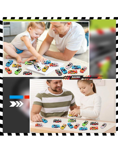 28 Coches Miniatura Adecortalk para Niños 3 a 8 Años