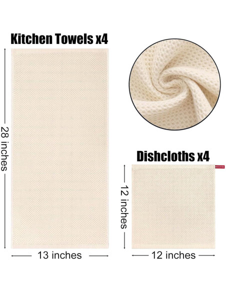 Kitinjoy Juego de Toallas de Cocina 100% Algodón 8 Piezas