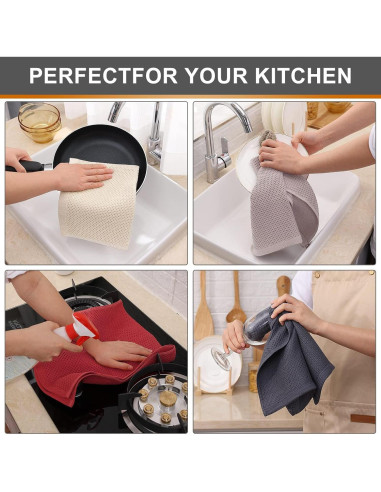 Kitinjoy Juego de Toallas de Cocina 100% Algodón 8 Piezas