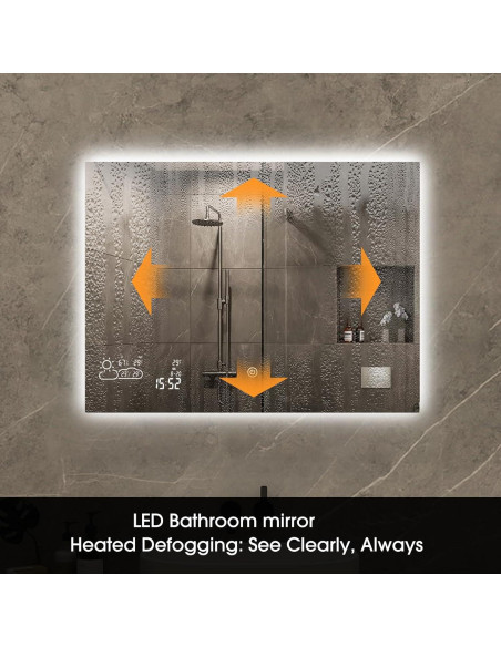Espejo de Baño Inteligente LED BYECOLD 40"x24" Bluetooth