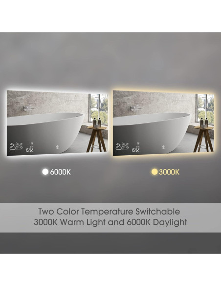 Espejo de Baño Inteligente LED BYECOLD 40"x24" Bluetooth
