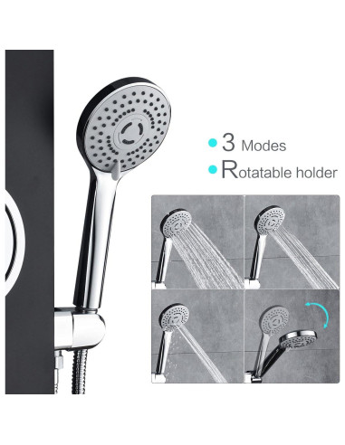 Panel de Ducha ROVOGO Acero Inoxidable Negro con Pantalla