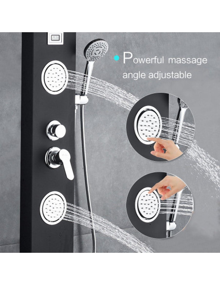 Panel de Ducha ROVOGO Acero Inoxidable Negro con Pantalla