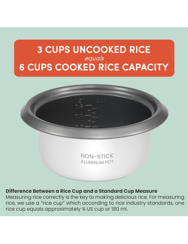 Cocinero de Arroz Eléctrico Elite Gourmet 6 Tazas Antiadherente