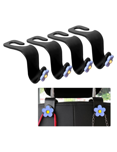 4 Ganchos de Reposacabezas Gasedin para Coche Azul Grande