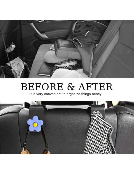 4 Ganchos de Reposacabezas Gasedin para Coche Azul Grande