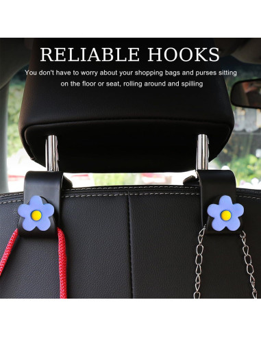 4 Ganchos de Reposacabezas Gasedin para Coche Azul Grande