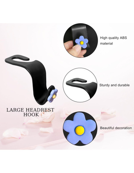 4 Ganchos de Reposacabezas Gasedin para Coche Azul Grande