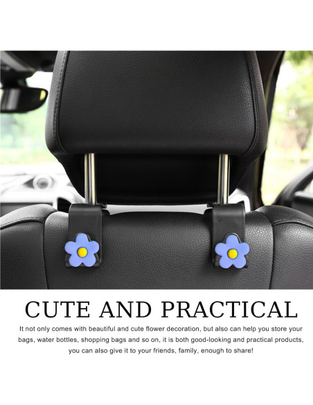 4 Ganchos de Reposacabezas Gasedin para Coche Azul Grande