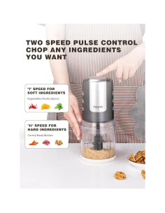 Mini Procesador de Alimentos PULOYA 2 Tazas 400W 2 Velocidades 2