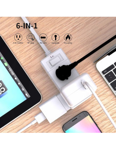 Regleta de Enchufes Plana Ultra Delgada Tcstei 6 Salidas 1.52m 2