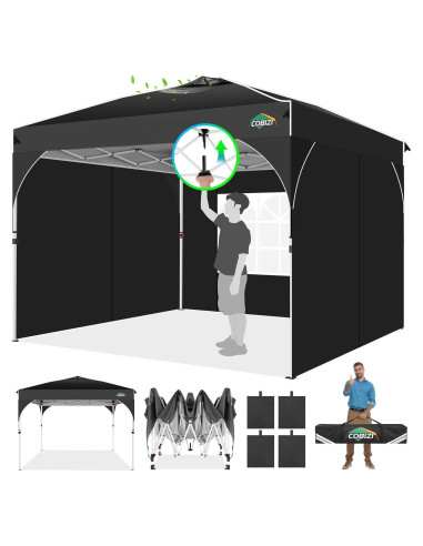 Carpa Plegable COBIZI 10x10m Negra con Paredes Laterales