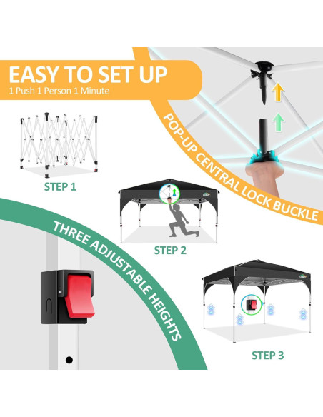 Carpa Plegable COBIZI 10x10m Negra con Paredes Laterales