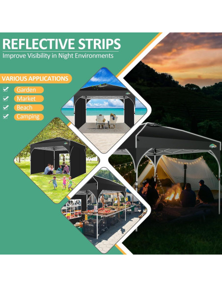Carpa Plegable COBIZI 10x10m Negra con Paredes Laterales