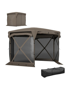 Carpa Gazebo Plegable Outsunny 3.35x3.35m UPF30+ Marrón