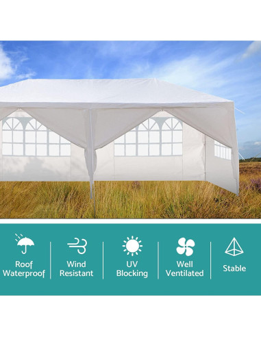 Carpa de Fiesta Exterior LBLWJD 3x6m con Paredes Removibles