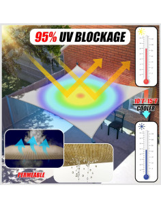 Vela de Sombra ColourTree 2.13m x 2.44m Rojo UV 95% 2