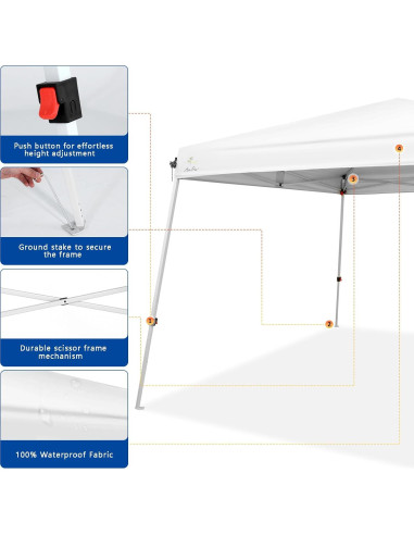 Carpa Abba Patio 10x10 Resistente al Agua y UV - Blanca