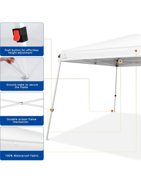 Carpa Abba Patio 10x10 Resistente al Agua y UV - Blanca