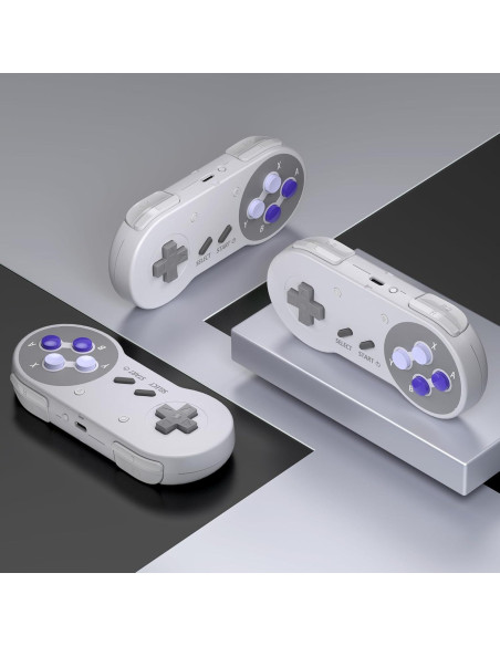 Paquete de 2 Controladores Inalámbricos SNES SAFFUN 2.4 GHz USB Paquete de 2 Controladores Inalámbricos SNES SAFFUN 2.4 GHz USB