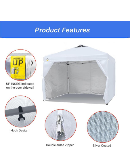 Paredes Laterales para Toldo CROWN SHADES 10x10 Blanca 4pck