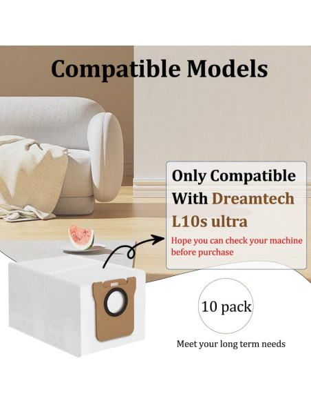 10 Bolsas de Polvo Desechables Zengerent para Dreametech L10S Ultra