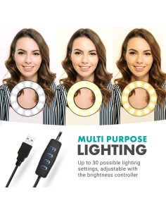 Luz de Anillo Selfie Movo VGC-1 Flexible USB 3 Modos 10 Niveles 2