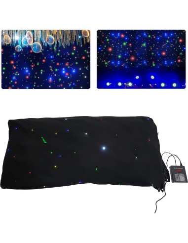 Fondo de Escenario LED 4x4m POIOKLJRE con Cortinas de Estrellas