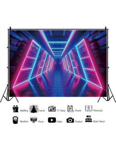 Fondo de Fiesta Neón Laeacco 20x10ft Vinilo Rosa Azul 2