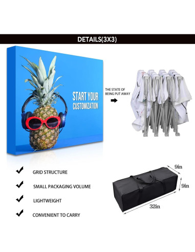 Stand de Exhibición Emergente ZORUMOI 2.29x2.29m Personalizable