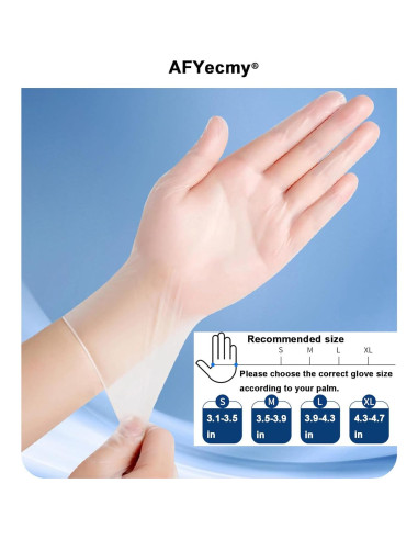 Guantes de Vinilo Transparentes AFYecmy 5 Mil Extra Grande 100 Unidades