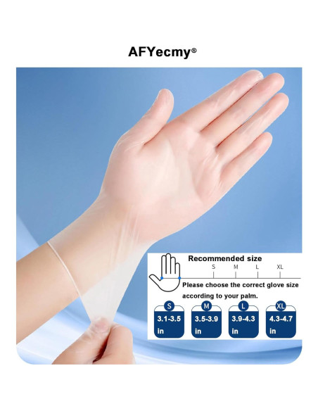 Guantes de Vinilo Transparentes AFYecmy 5 Mil Extra Grande 100 Unidades