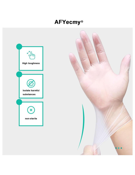Guantes de Vinilo Transparentes AFYecmy 5 Mil Extra Grande 100 Unidades