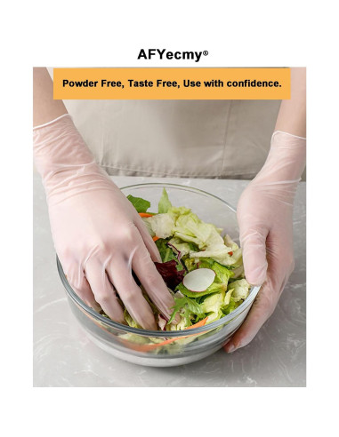 Guantes de Vinilo Transparentes AFYecmy 5 Mil Extra Grande 100 Unidades