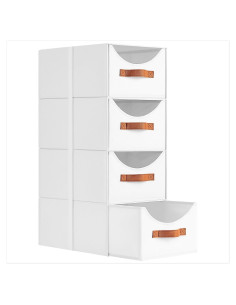 Cajones de Almacenamiento Apilables Homsorout 4 Piezas Blanco