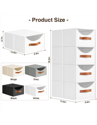 Cajones de Almacenamiento Apilables Homsorout 4 Piezas Blanco