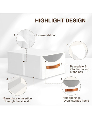 Cajones de Almacenamiento Apilables Homsorout 4 Piezas Blanco