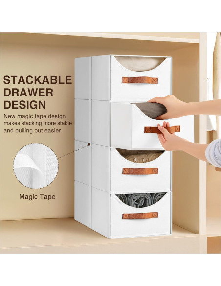 Cajones de Almacenamiento Apilables Homsorout 4 Piezas Blanco