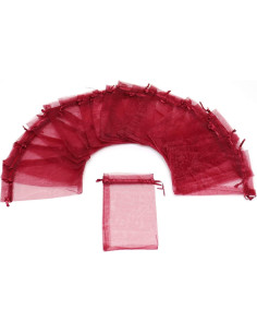 100 Bolsas de Organza Vino 10x15 cm con Cierre de Cuerda 2