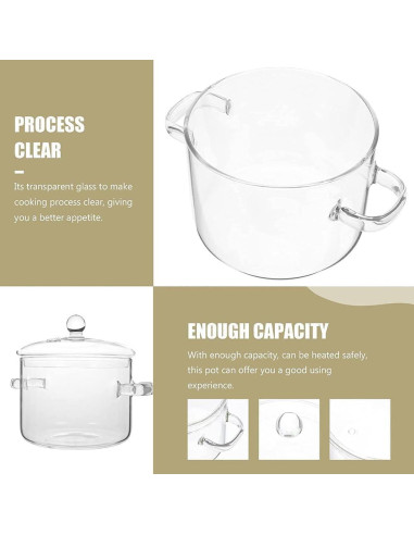 Cacerola de Vidrio Thsinde 1.6L con Tapa y Mango Resistente