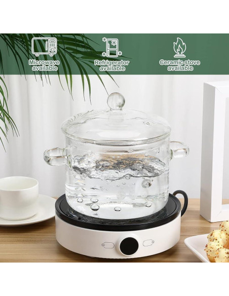 Cacerola de Vidrio Thsinde 1.6L con Tapa y Mango Resistente