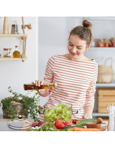 Cacerola de Vidrio Thsinde 1.6L con Tapa y Mango Resistente