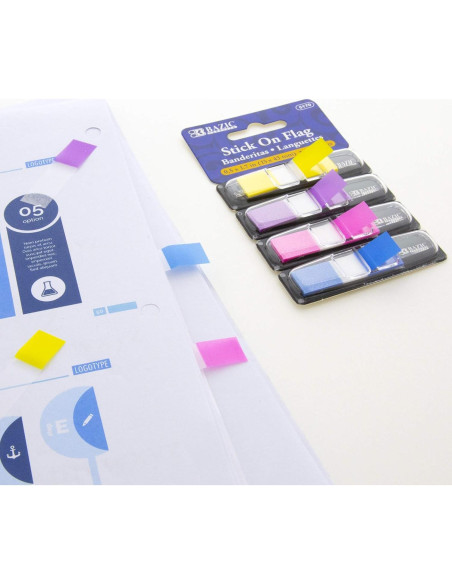 BAZIC Marcadores de Página Neón 24-Paq 120 Banderas PET