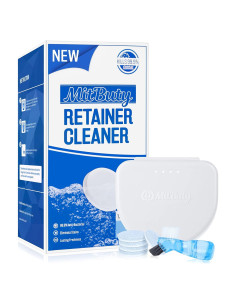 Tabletas Limpiadoras de Retenedores MitButy - 120 Piezas con Estuche y Cepillo
