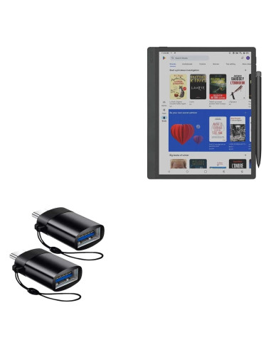 Cable Adaptador USB-C a USB-A BoxWave para ONYX BOOX Tab Ultra C Pro - Paquete de 2