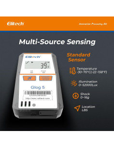 Registrador de Datos de Temperatura Elitech Glog5T 150 Días 2