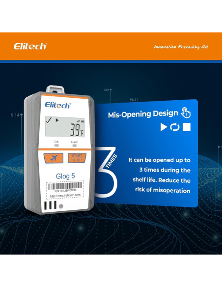 Registrador de Datos de Temperatura Elitech Glog5T 150 Días