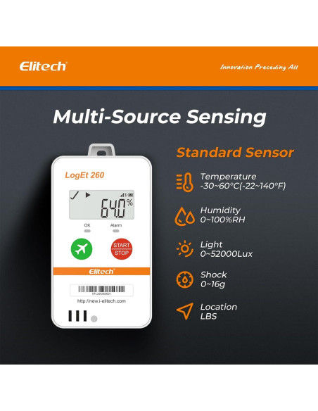 Registrador de Datos de Temperatura y Humedad Elitech Loget260