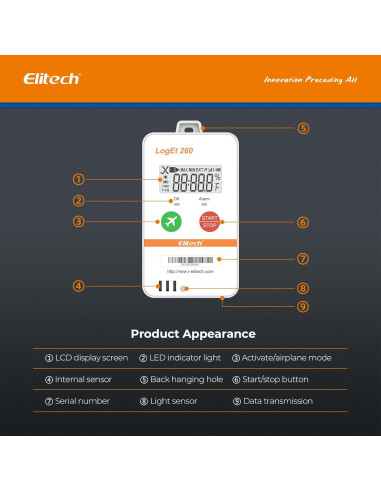 Registrador de Datos de Temperatura y Humedad Elitech Loget260